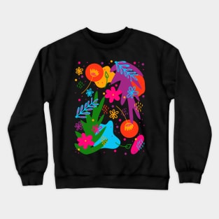 Jewel Tone Flower Pattern Colorful Tropical Aesthetic Crewneck Sweatshirt